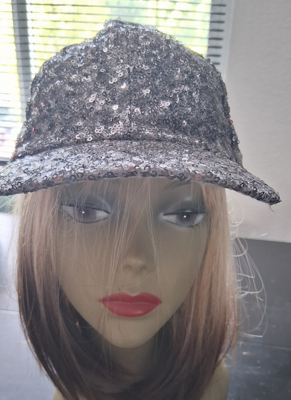 Sequined Baseball Cap - Silver Shimmer